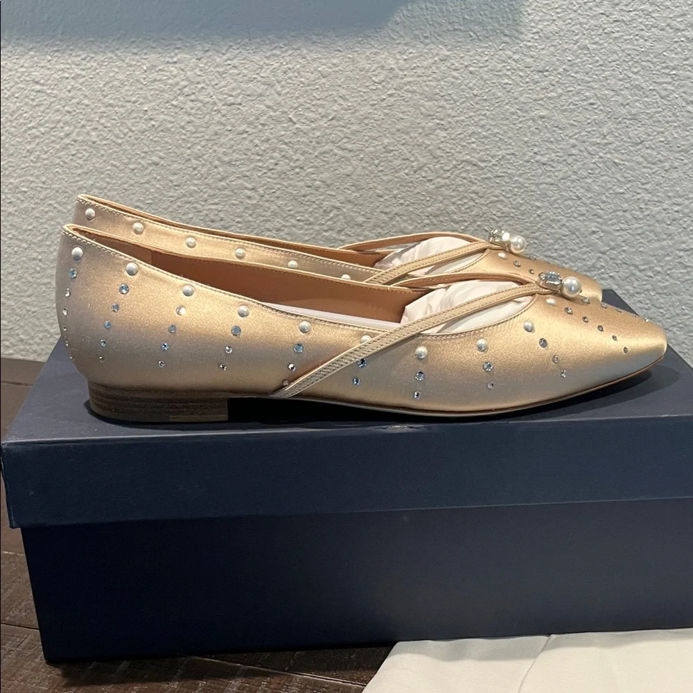 Malone Souliers Gold Flats with Silver Accents - Picture 3 of 6
